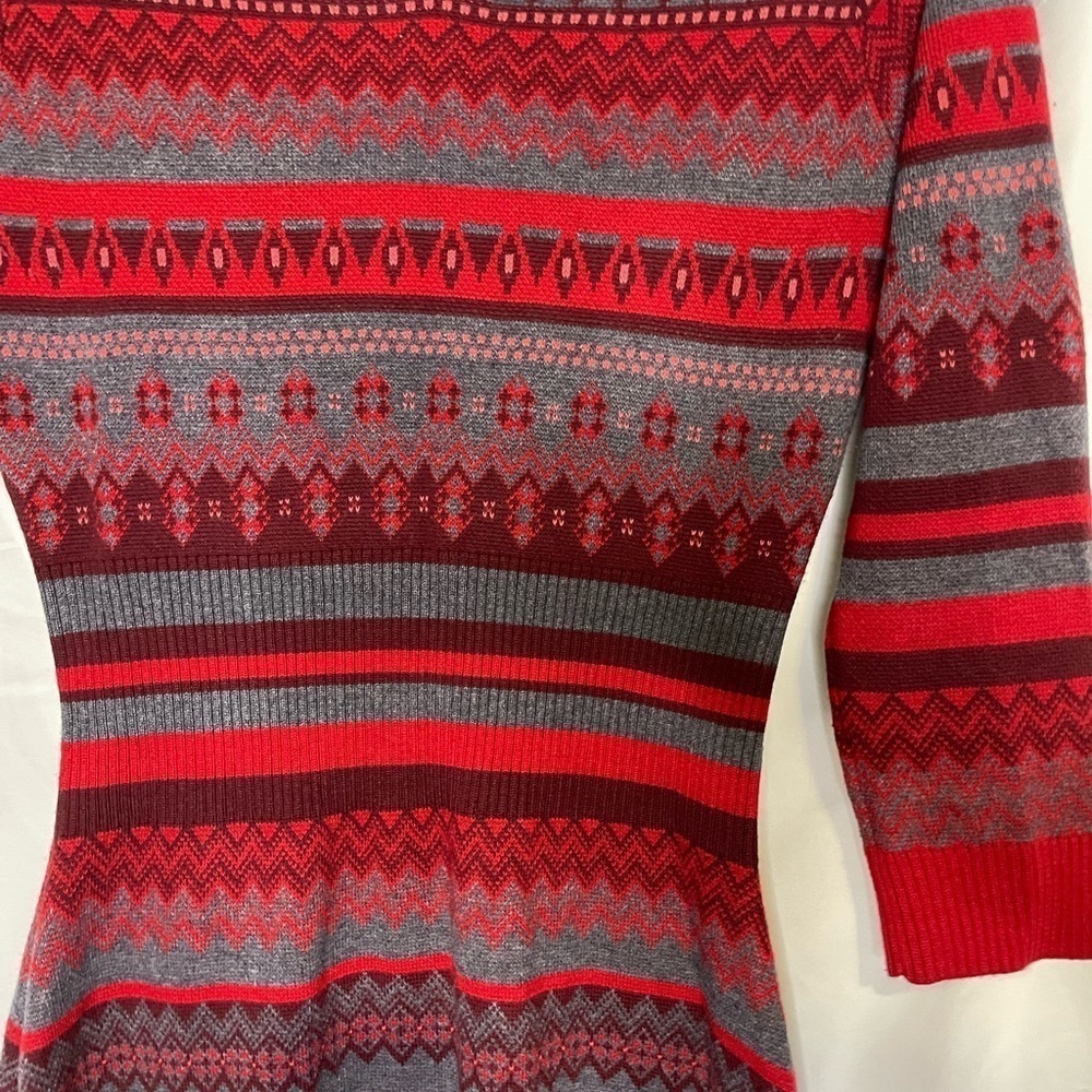 Athleta | Red Fair Isle Sweater Dress Bodycon Size Small Stripe Fitted Knit.‌‌‍‍ - Picture 6 of 8